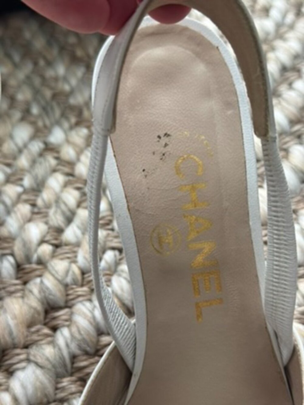 Chanel Vintage Cap-Toe White & Gold Slingback Heels - Picture 13 of 16